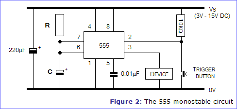 Figure 2: The 555 monostable circuit