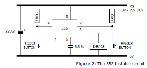 Figure 2: The 555 bistable circuit