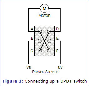 Figure 1: Connecting up a DPDT switch