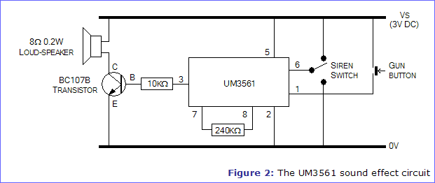 Figure 2: The UM3561 sound effect circuit